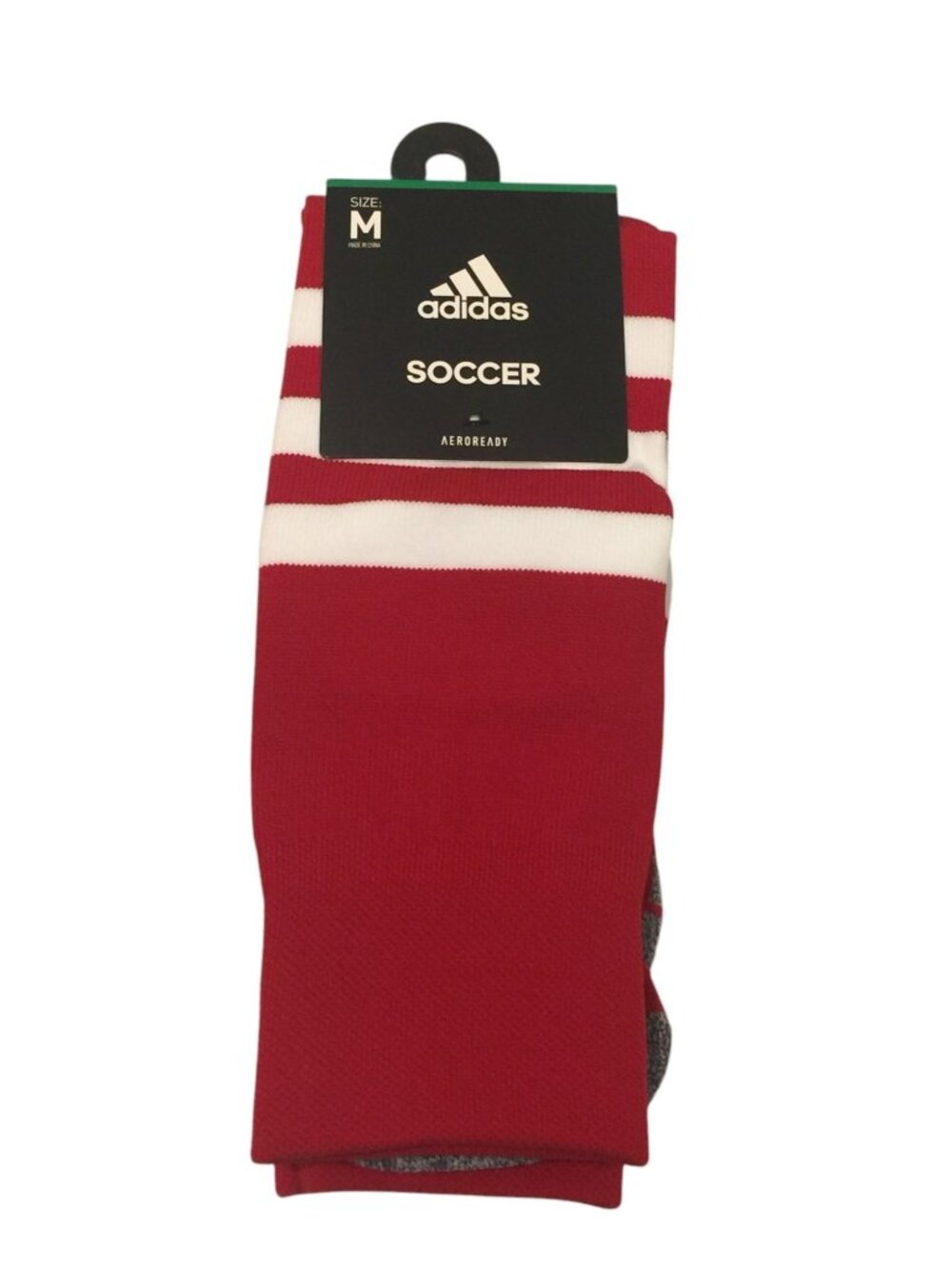adidas Aeroready Youth Medium 4Y-6 Red Stripes Soccer Socks
